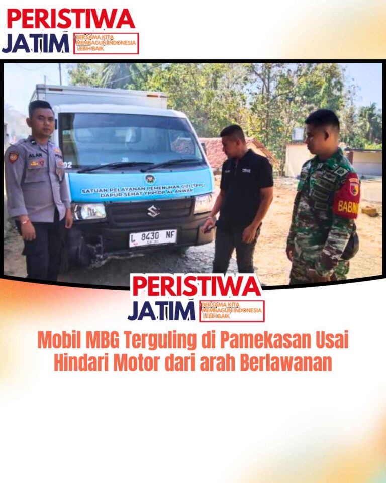 Mobil MBG Terguling di Pamekasan Usai Hindari Motor dari arah Berlawanan