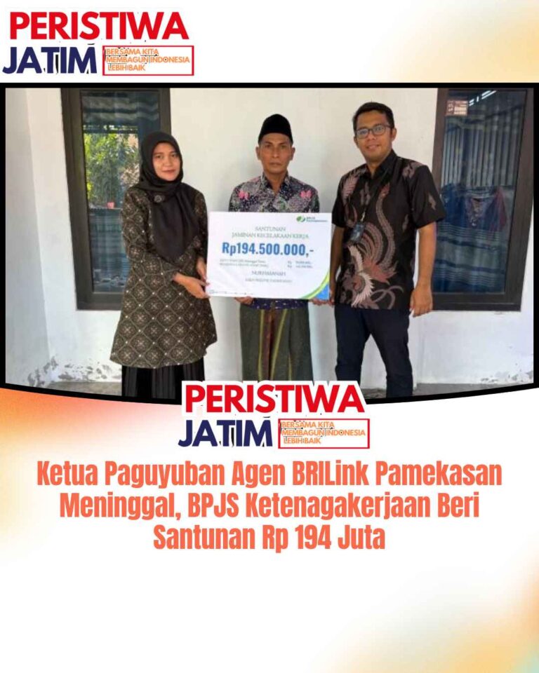 Ketua Paguyuban Agen BRILink Pamekasan Meninggal, BPJS Ketenagakerjaan Beri Santunan Rp 194 Juta